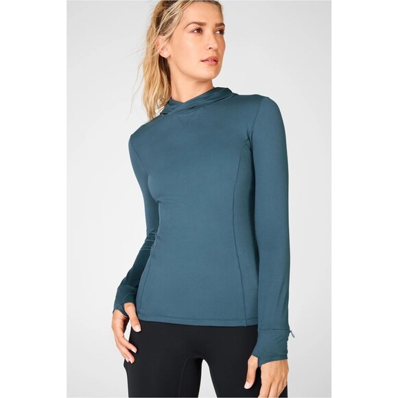 FABLETICS Phoenix Run Hoodie M Celestial Blue Tee Lightweight Running Top EUC B4 - Picture 1 of 6